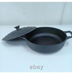 28cm Cast Iron Low Casserole La-Cuisine Christmas Pan Skillet Black Saute Pan