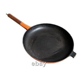 3 x Le Creuset Cast Iron Volcanic Orange Frying Pan, Square Skillet & Pot Dish