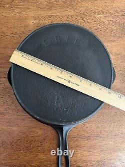 Early ERIE Cast Iron #9 Skillet 11.25 #712 Pre Griswold Heat Ring Sits Flat