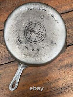 Griswold Cast Iron #9 Large Logo Skillet with Matching High Dome Lid in Chrome