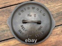 Griswold Cast Iron Fully Marked Low Dome #5 Skillet Lid