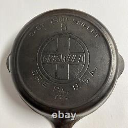 LEVEL Antique 1939-44 Griswold Slant Logo 724 #5 Cast Iron Skillet Heat Ring