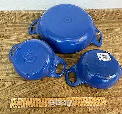 Le Creuset Balti Pan Set- Cast Iron -blue All Hobs Ranges -1 X 26 & 2 X 15cms