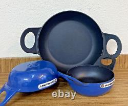 Le Creuset Balti Pan Set- Cast Iron -blue All Hobs Ranges -1 X 26 & 2 X 15cms