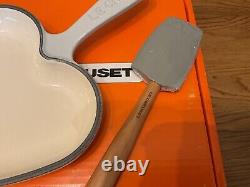 Le Creuset heart shaped cast iron skillet vapeur greyfree spatula BNIB free post