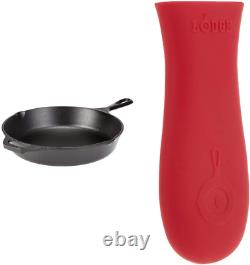 Lodge 26.04 cm / 10.25 inch Cast Iron Round Skillet/Frying Pan & Classic Hot Red
