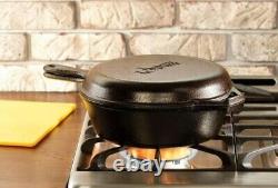 Lodge Cast Iron Saucepan Pot Pan Combo Cooker & Skillet Lid 3.2 Quart (3 Litre)