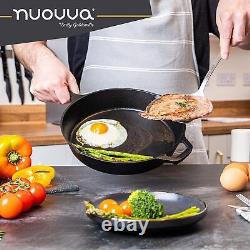 Nuovva Pre Seasoned Cast Iron Skillet Frying Pan Oven Safe Grill Cookware