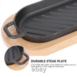 Portable BBQ Pan Plate Steak Grill Pan Cast Iron Fajita Skillet Set