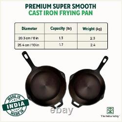 The Indus Valley Nonstick Cast Iron Fry Pan/Skillet + Free Tadka Pan 25.4cm 1.7L