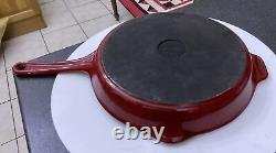 Vintage Aga Frying Pan Grill Griddle Skillet Heavy Red Cast Iron Enamel 28cm Pot