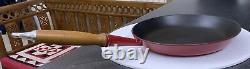 Vintage Le Creuset Frying Pan Skillet Red Cast Iron Enamel 26cm Long Wood Handle