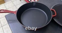 Vtg Cusinart Frying Pan Skillet Heavy Red Cast Iron Enamel 30cm 4.3L Pot Dish