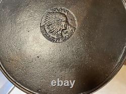 Wapak #8 Cast Iron Indian Skillet/Indian Head/HTF/Flat/Impeccable/Smooth